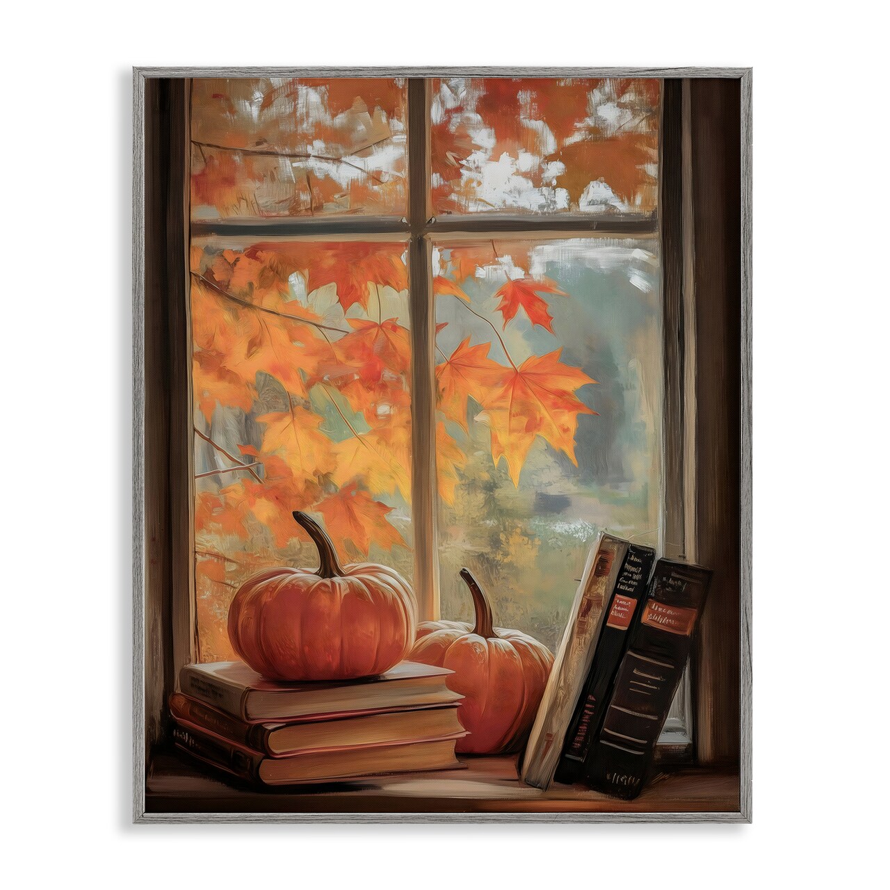 Stupell Industries Cozy Fall Window Books Framed Giclee, design by Arlington Prints